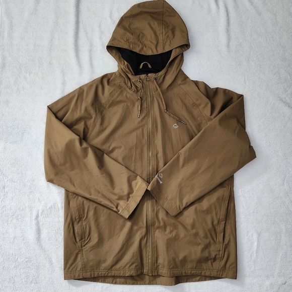 WOLVERINE Men's Brown Hooded Water Resistant Windbreaker Jacket Full Zip Large - Picture 2 of 10